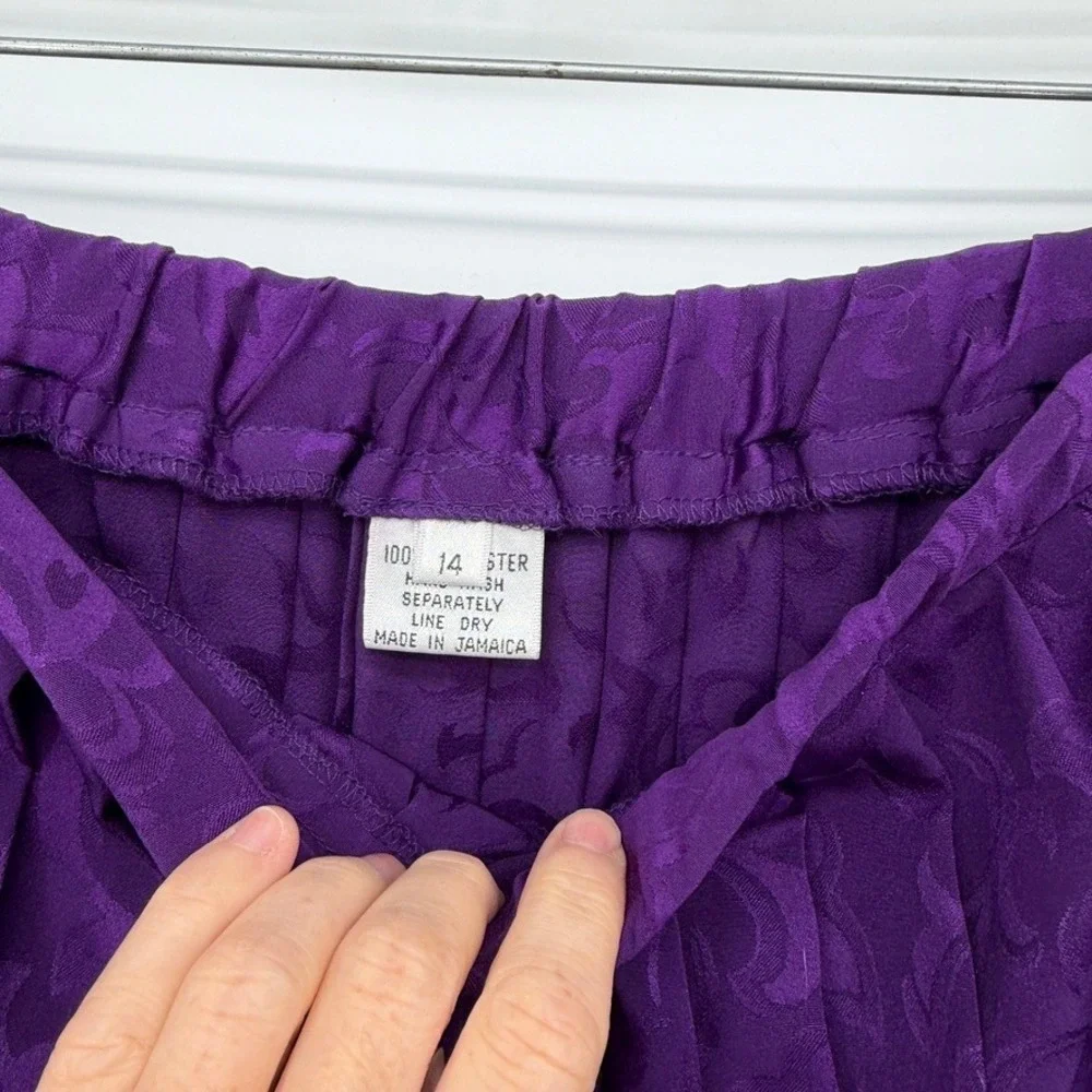 In The Mood Skirt Suit SET Purple Jacquard Lace Trim VTG 2 Piece NEW Size 14**